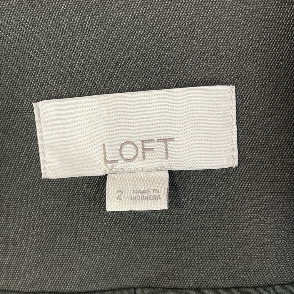 LOFT Olive Green Open Front Blazer Women's Size 2 Casual Work Jacket - Picture 4 of 10